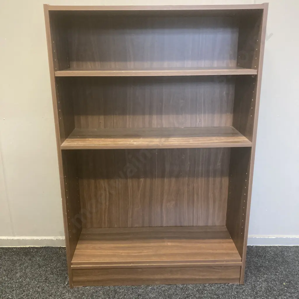 Brown Wood Effect Bookcase, 3 Adjustable Shelves, H120 W80 D30cm Image 1++
