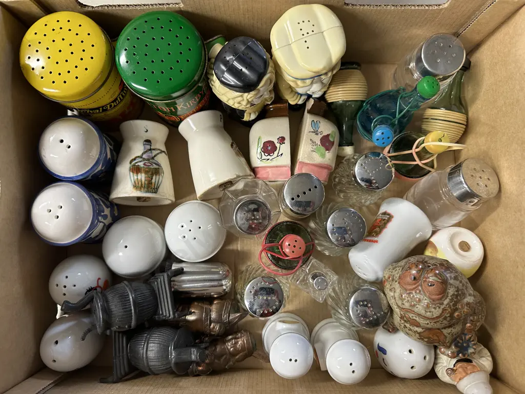 Box Lot Of Assorted Salt & Pepper Shakers  Image 1++