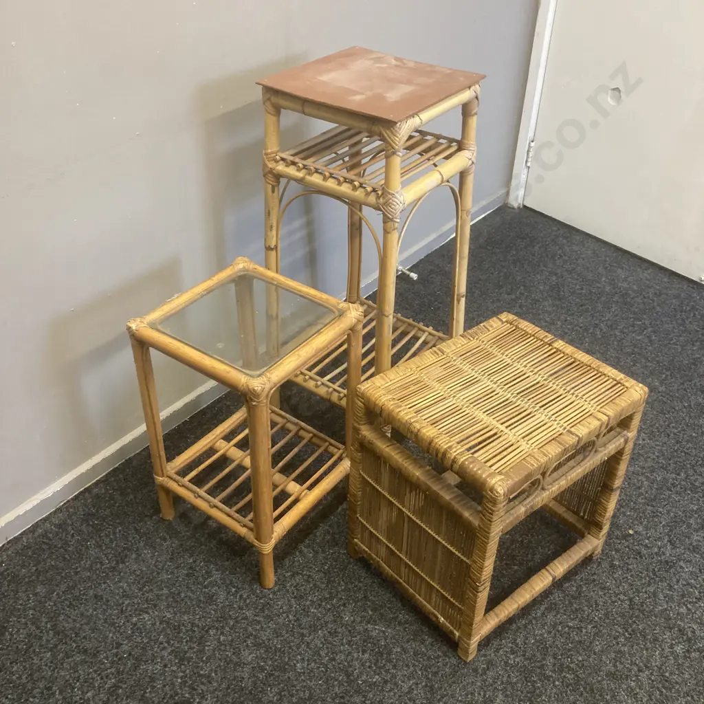 Cane Plant Stands x 2 & Cane Stool Image 1++