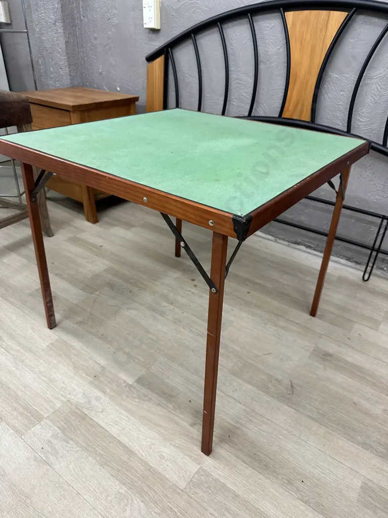 Vintage Rodroc Folding Card Table With Green Felt Top Image 1++