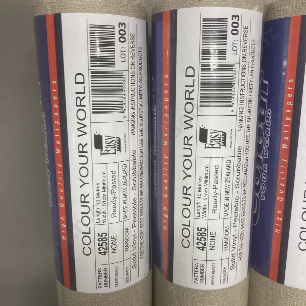Lot of 14 Rolls of Wallpaper - Colour Your World 42585, Black Bin, Small Plastic Sorter Drawer Unit Image 1++