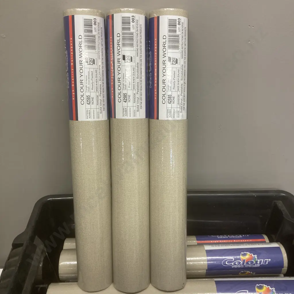 Lot of 14 Rolls of Wallpaper - Colour Your World 42585, Black Bin, Small Plastic Sorter Drawer Unit Image 1++