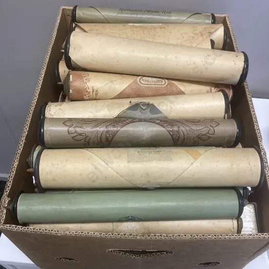 Box lot Assorted Pianola Rolls