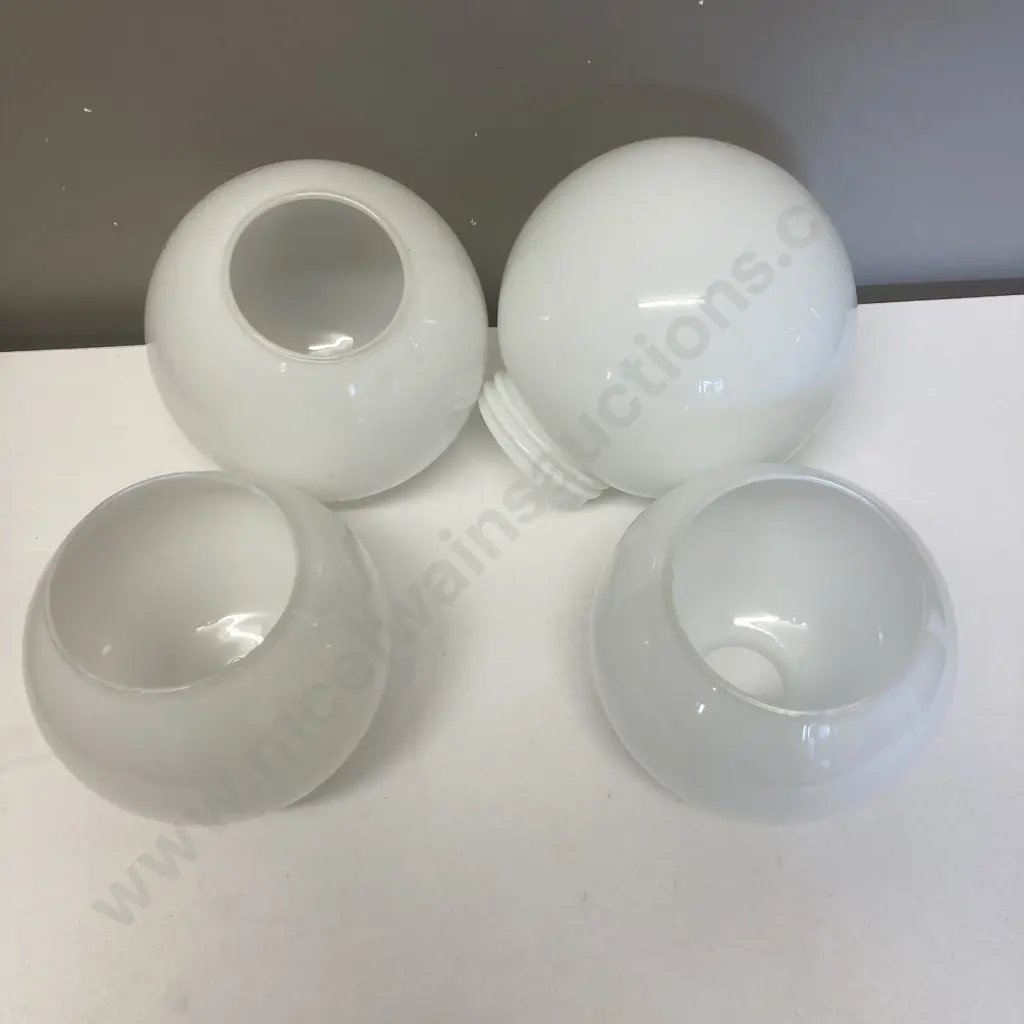 Lot of 4 Vintage White Glass Globe Light Shades Image 1++