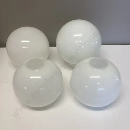 Lot of 4 Vintage White Glass Globe Light Shades