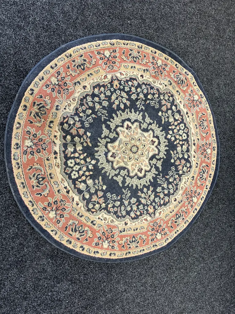 Circular Floor Rug, Navy, Dia154cm Image 1++