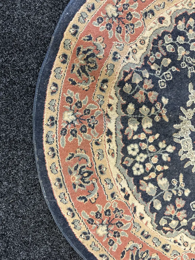 Circular Floor Rug, Navy, Dia154cm Image 1++
