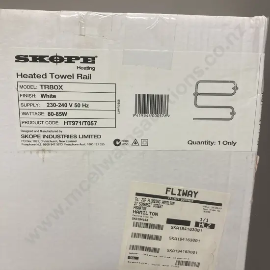 SKOPE Heated Towel Rail Model TR80X White 80-85W (NIB)