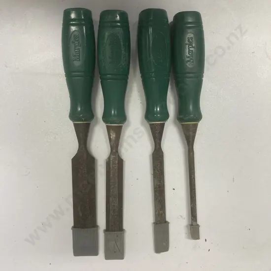 Marples 4 Piece Chisel Set - 6, 13, 19 & 25mm, Green Handles