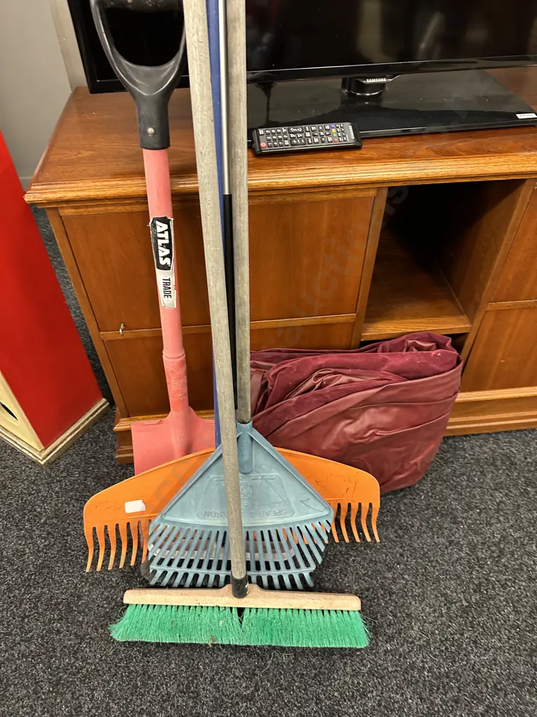 Shovel, Rakes, Broom, Air Mattress Image 1++