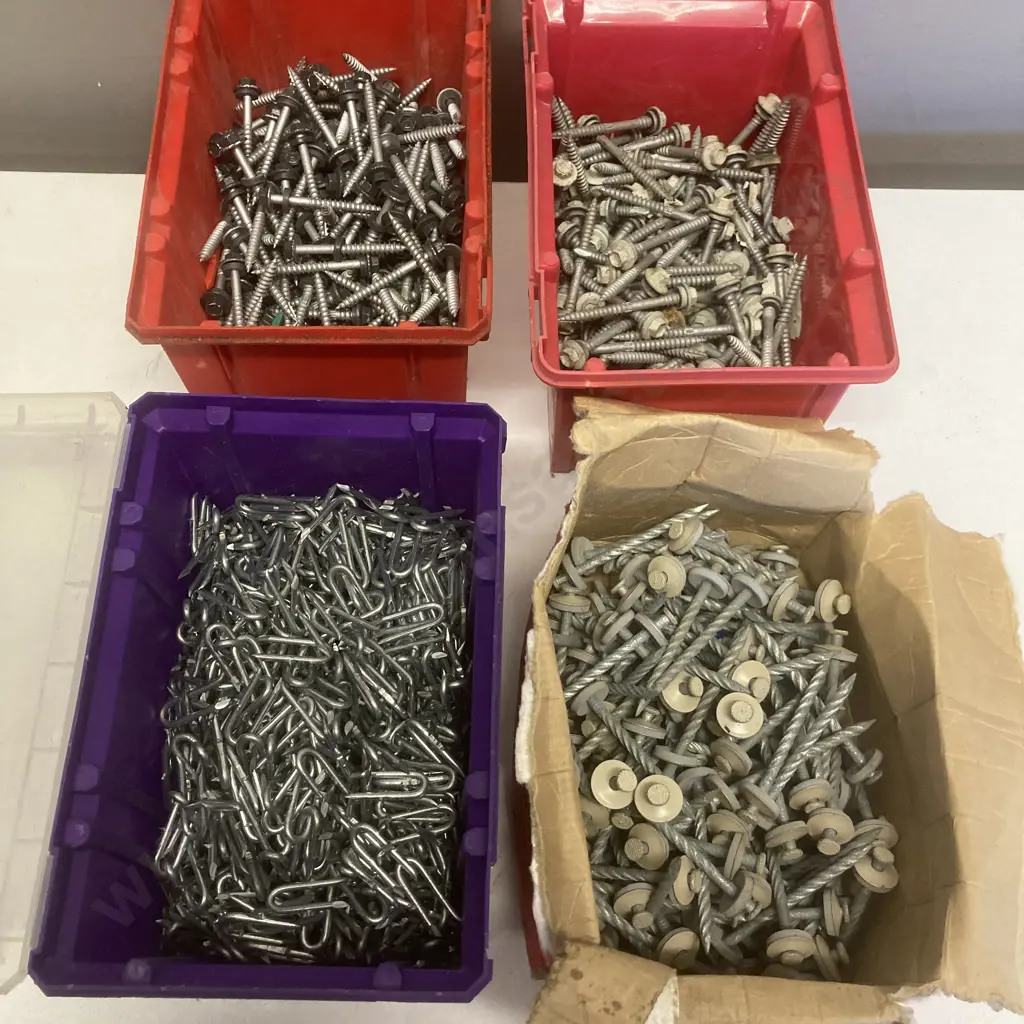 4 Containers - Roofing Nails, Tek Screws, Fence Staples Image 1++
