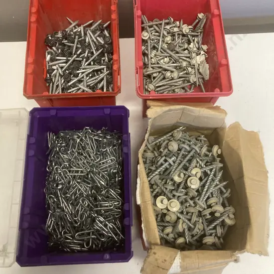 4 Containers - Roofing Nails, Tek Screws, Fence Staples