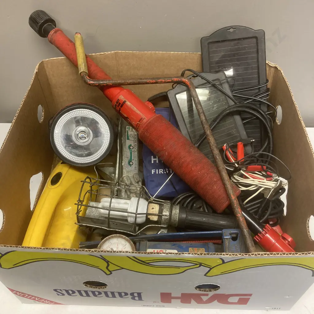 Box lot First Aid Kit, Pump, Solar Panels Etc Image 1++