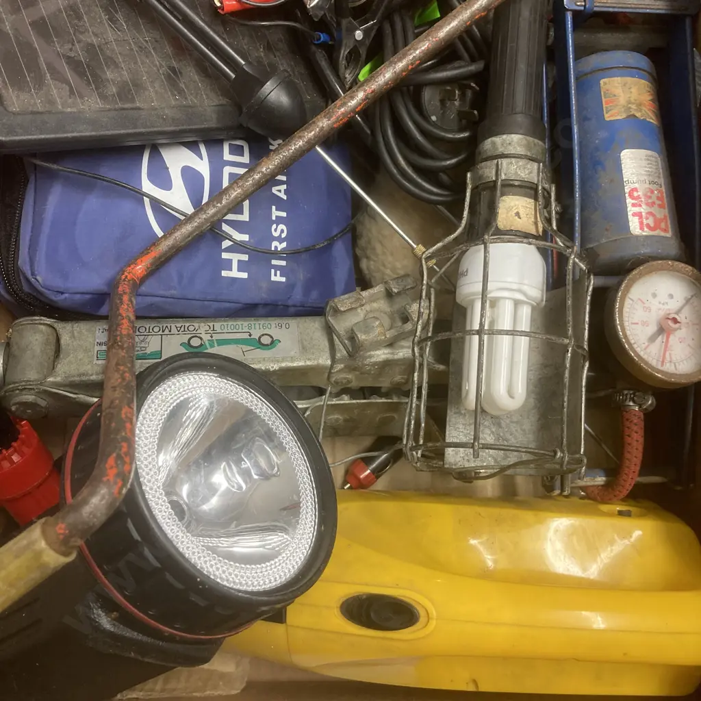 Box lot First Aid Kit, Pump, Solar Panels Etc Image 1++