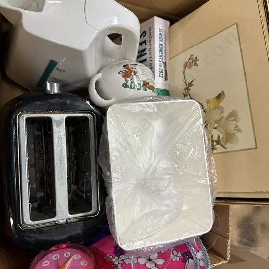 Box Of Placemats, Scales, Toaster Etc