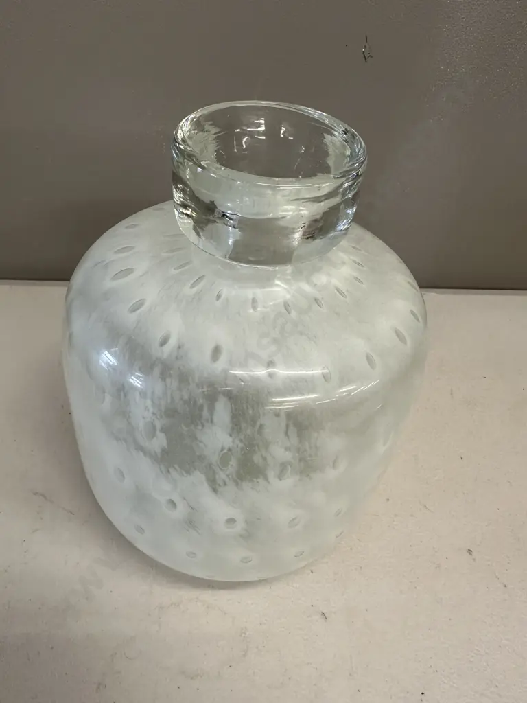 Stunning Art Glass Vase, Frosted With Spots, H24cm Image 1++