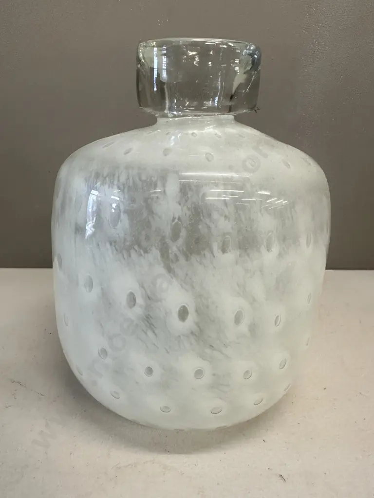 Stunning Art Glass Vase, Frosted With Spots, H24cm Image 1++