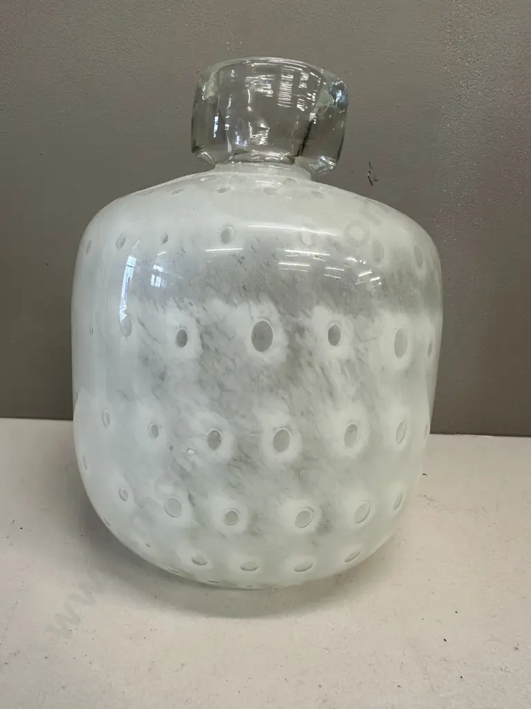 Stunning Art Glass Vase, Frosted With Spots, H24cm Image 1++