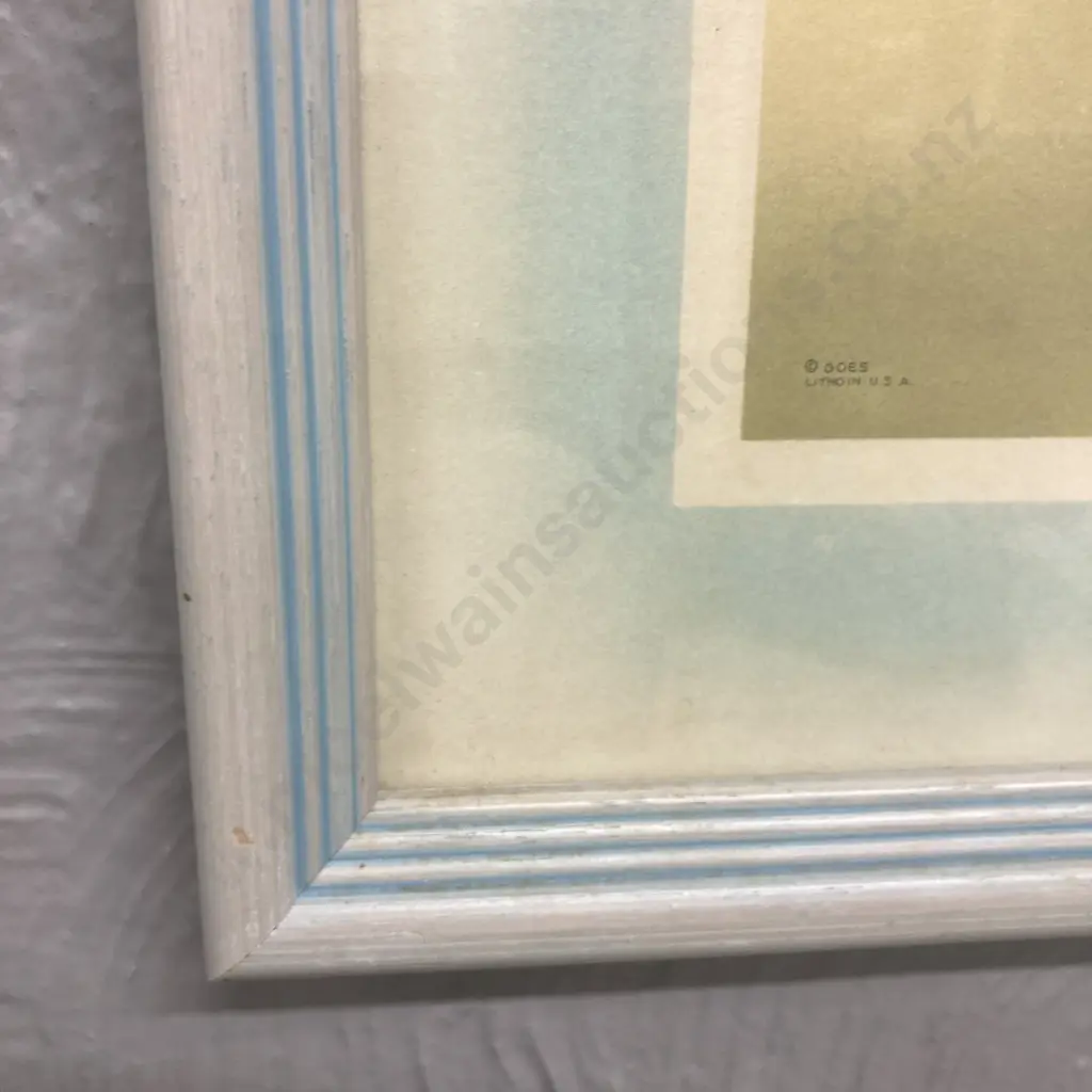 Vintage GOES Deco Art Glass Framed Print, 1940s, 46 x 38cm Image 1++