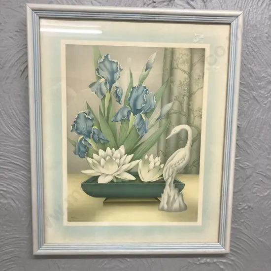 Vintage GOES Deco Art Glass Framed Print, 1940s, 46 x 38cm