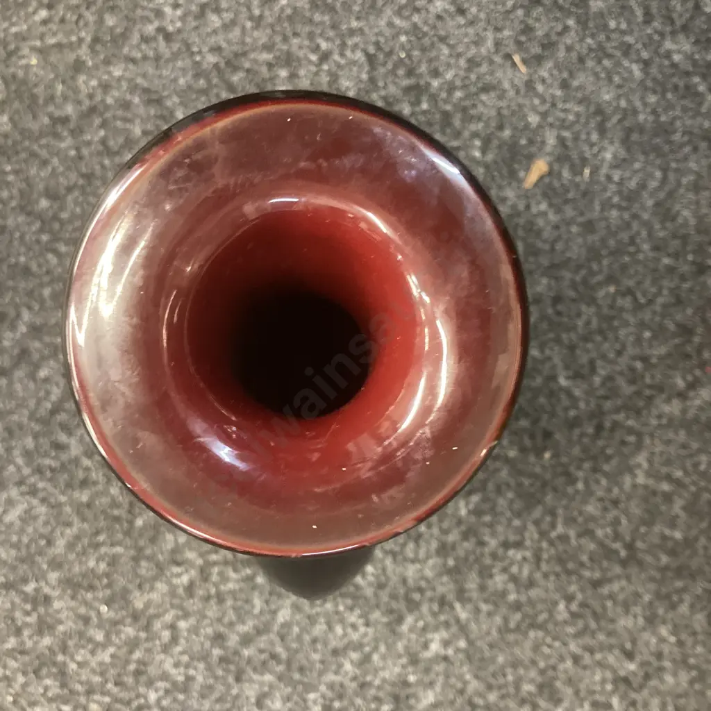 Vintage Natuzzi Italia Red/Purple Large Art Glass Vase, Modern Style With Chiseled Look, Felt Bottom, 47 x 18cm, Rare Image 1++