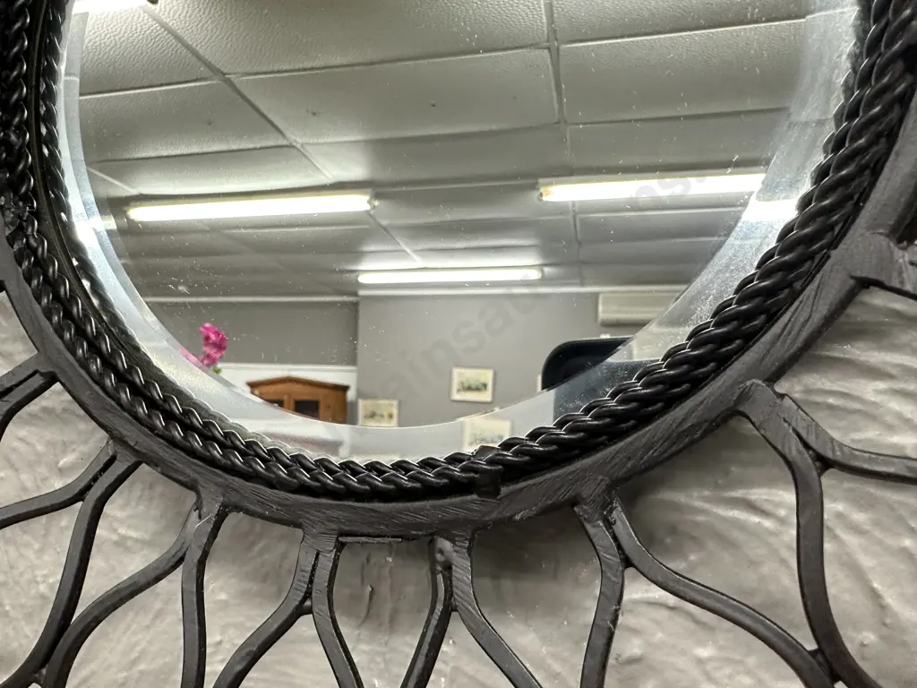 Decorative Wrought Round Bevelled Mirror, Dia 73cm Image 1++