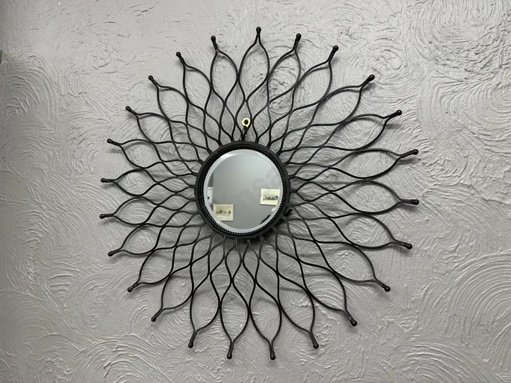 Decorative Wrought Round Bevelled Mirror, Dia 73cm Image 1++