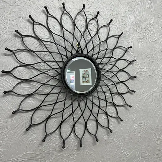 Decorative Wrought Round Bevelled Mirror, Dia 73cm