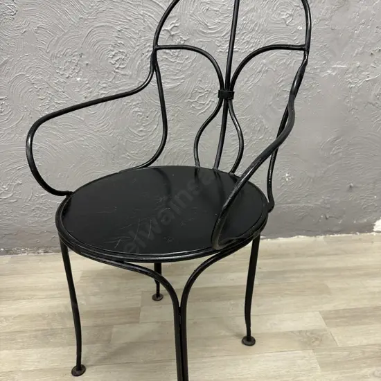 Metal Black Chair, Armed