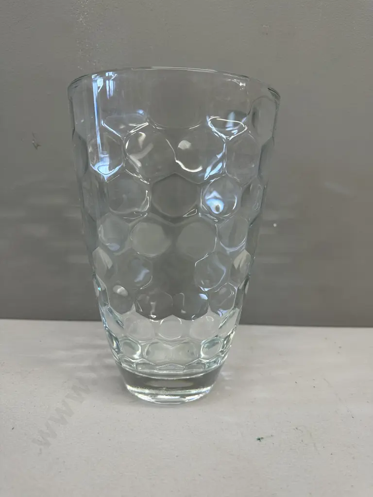 Modernist Glass Vase, Patterned Inside, H24cm Image 1++