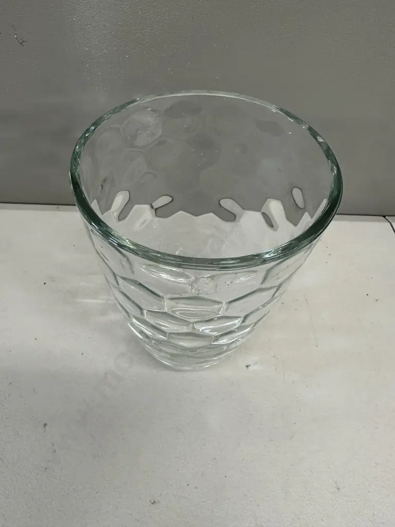 Modernist Glass Vase, Patterned Inside, H24cm Image 1++