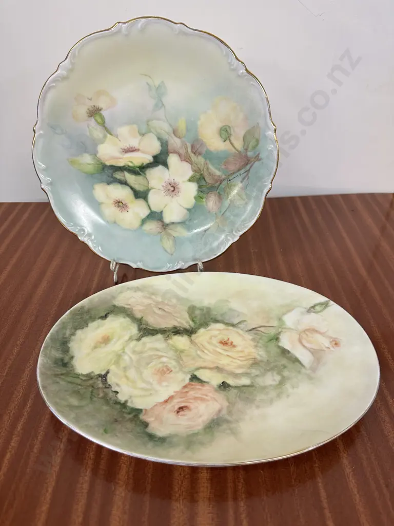 Vintage Hand Painted Plates x2 Image 1++