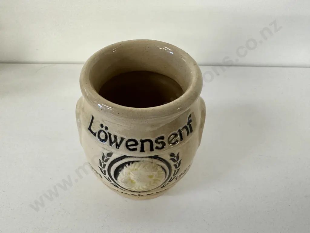 Rare Vintage German Stoneware Mustard Jar, Lions head, H8cm Image 1++