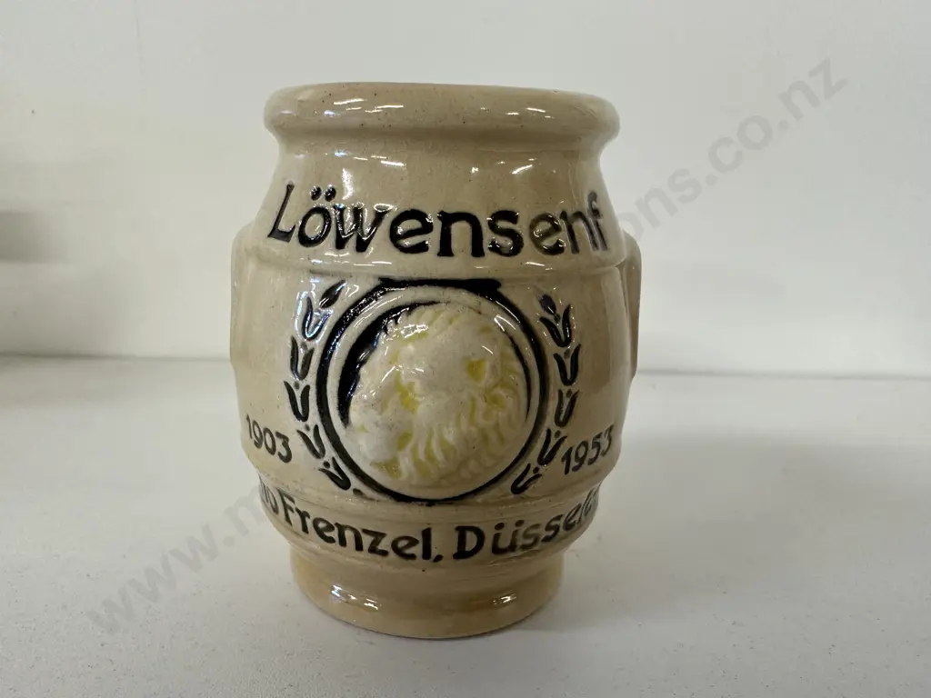 Rare Vintage German Stoneware Mustard Jar, Lions head, H8cm Image 1++