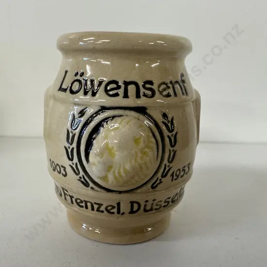 Rare Vintage German Stoneware Mustard Jar, Lions head, H8cm