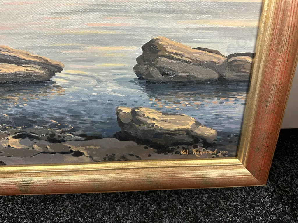 "Lake Taupo - Shoreline Images" by Val Raymond, Triptych, Oil on Canvas, Three Panels All Signed, 59 x 44 & 59 x 79cm Image 1++