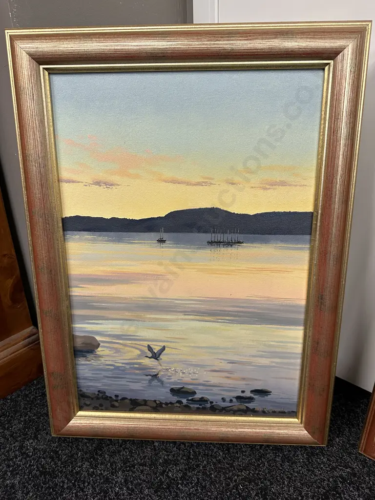 "Lake Taupo - Shoreline Images" by Val Raymond, Triptych, Oil on Canvas, Three Panels All Signed, 59 x 44 & 59 x 79cm Image 1++