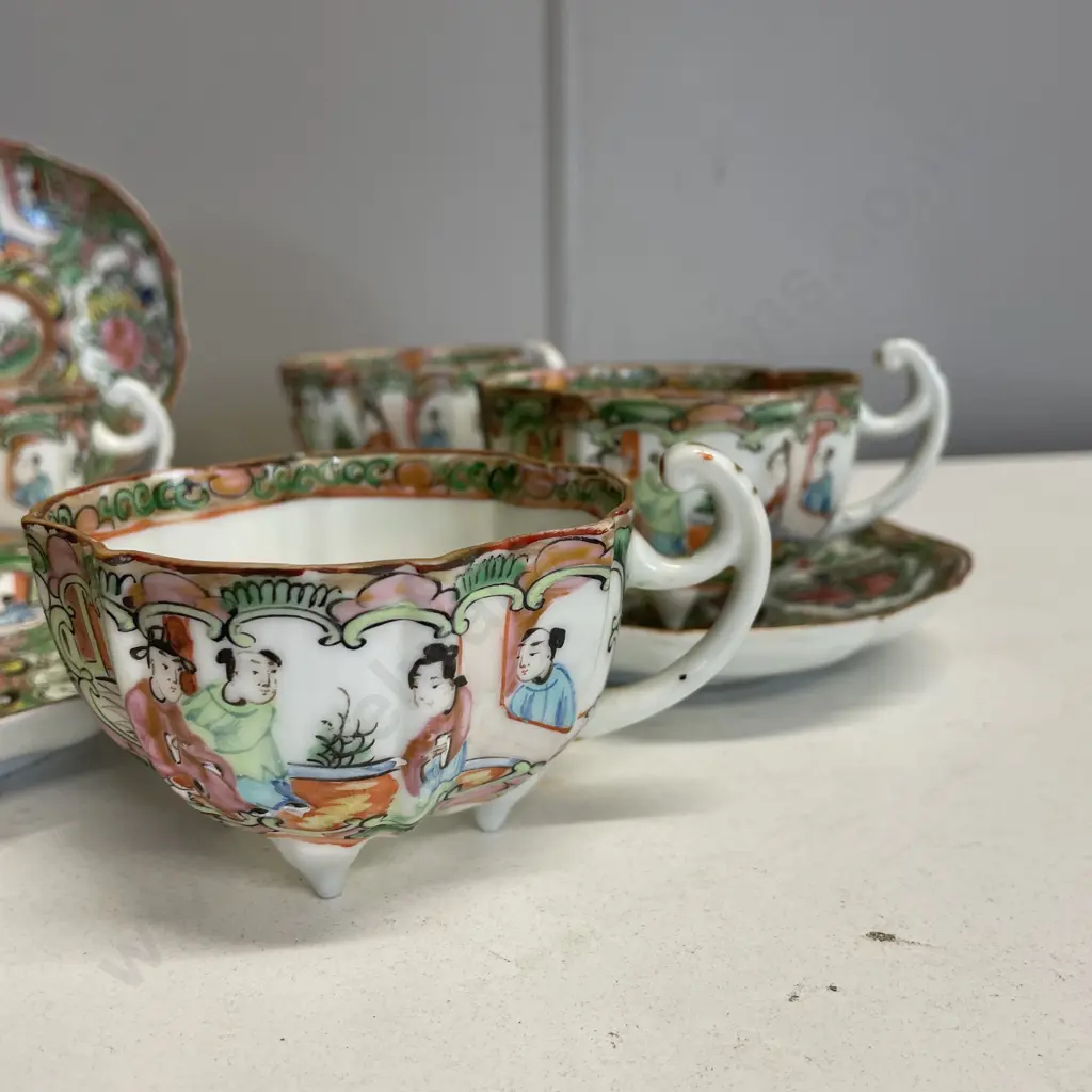 Antique Chinese Handpainted Cups and Saucers Image 1++
