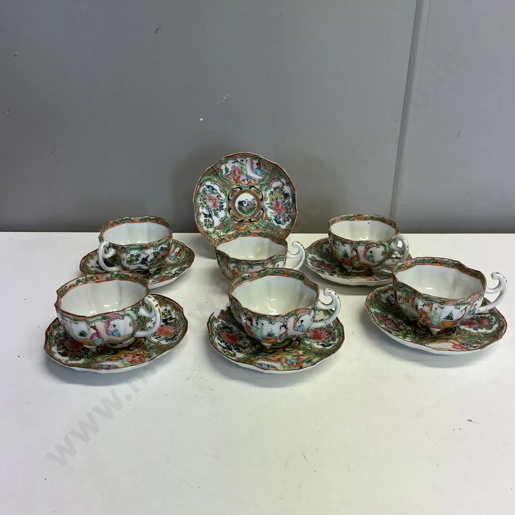 Antique Chinese Handpainted Cups and Saucers Image 1++