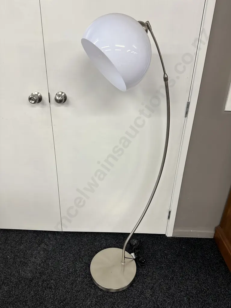 Funky Chrome Pedestal Light With Round White Ball Shade Image 1++
