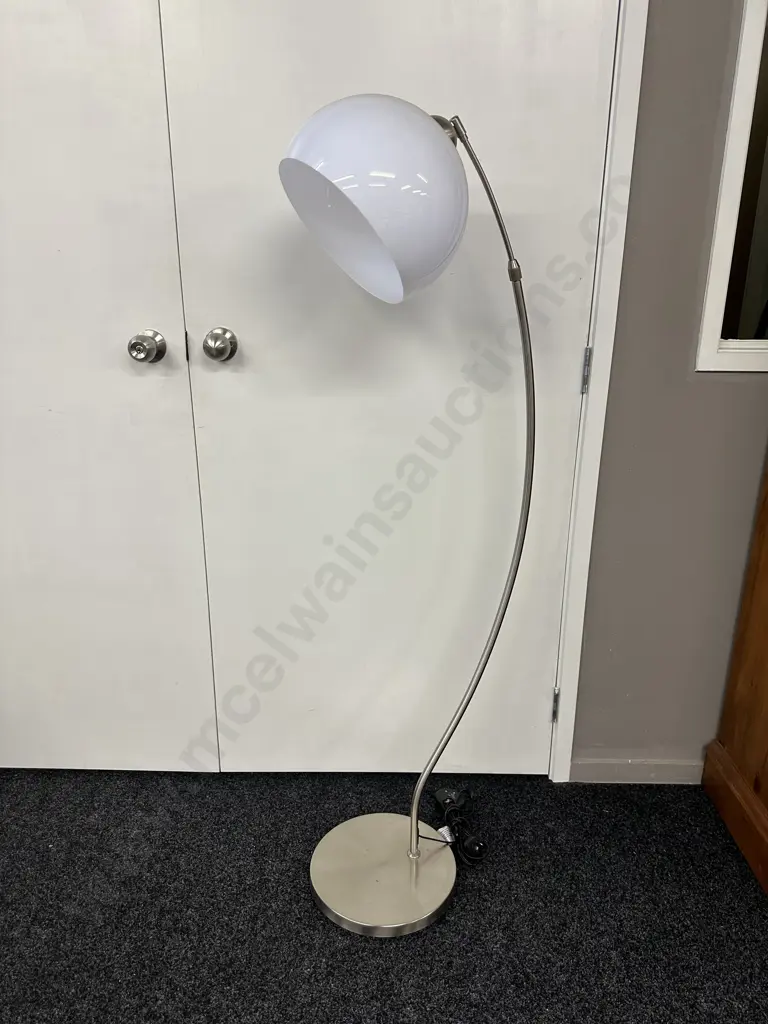Funky Chrome Pedestal Light With Round White Ball Shade Image 1++