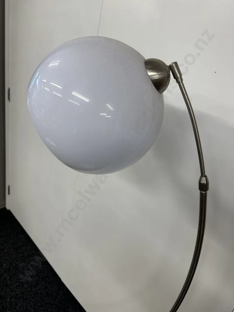Funky Chrome Pedestal Light With Round White Ball Shade Image 1++