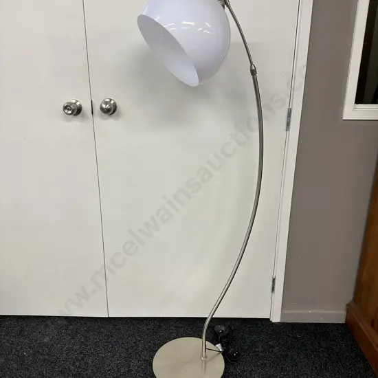 Funky Chrome Pedestal Light With Round White Ball Shade