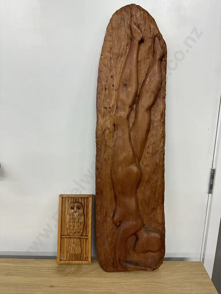 Vintage Wooden Carved Wall Art x 2 Image 1++
