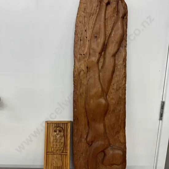 Vintage Wooden Carved Wall Art x 2