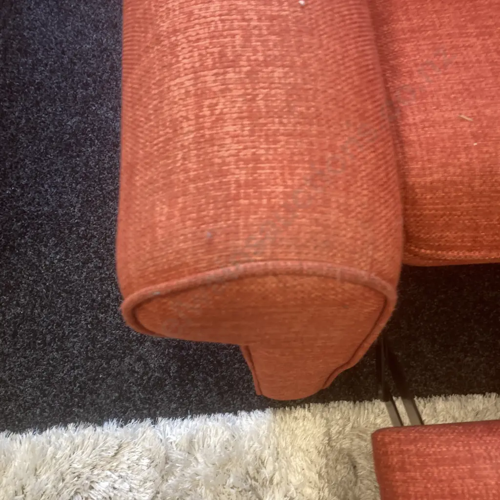 Lounge Suite - 2 Seater Couch With 2 Recliner Chairs, Rusty Red Colour Warwick Fabric Image 1++