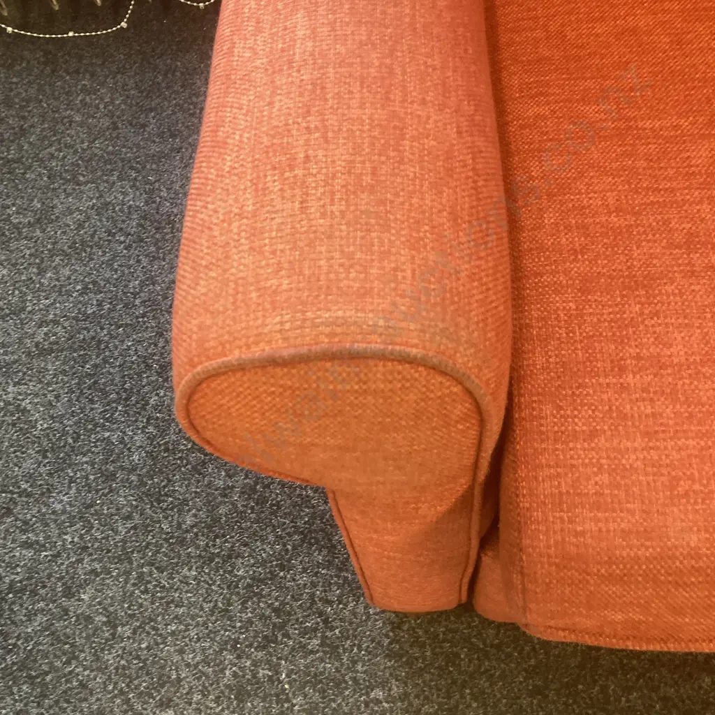 Lounge Suite - 2 Seater Couch With 2 Recliner Chairs, Rusty Red Colour Warwick Fabric Image 1++