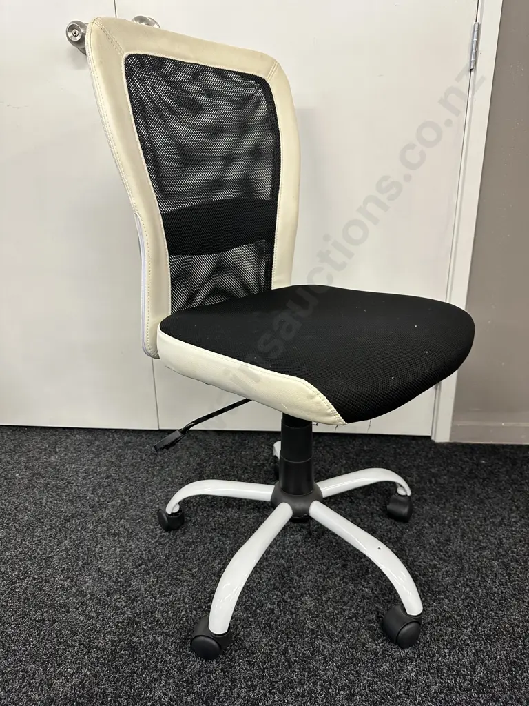 Black & White Single Lever Gaslift Chair, Mesh Back Image 1++