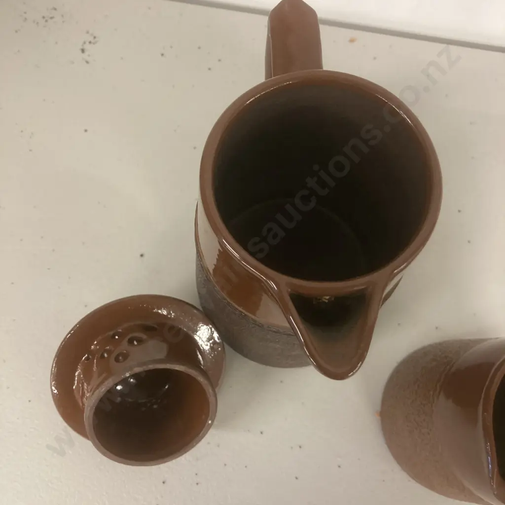 Vintage Langley Mill Brown Glazed Coffee Pot & Creamer Image 1++