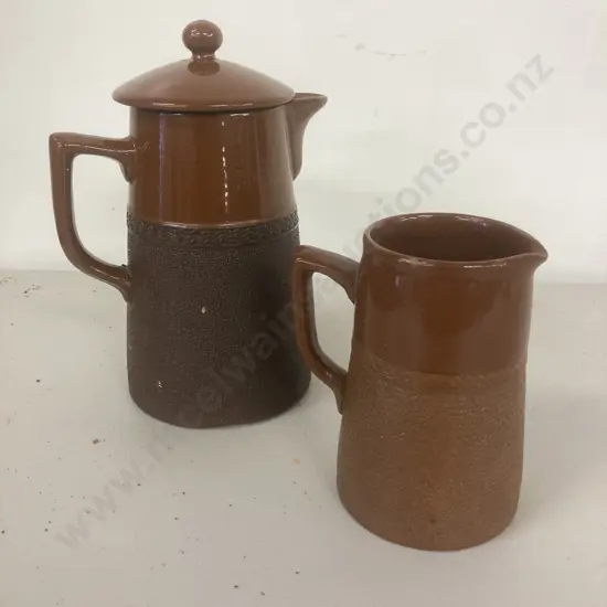 Vintage Langley Mill Brown Glazed Coffee Pot & Creamer